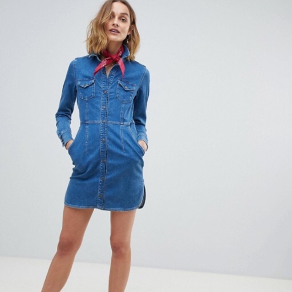 Free People Dynomite Denim Shirt Dress